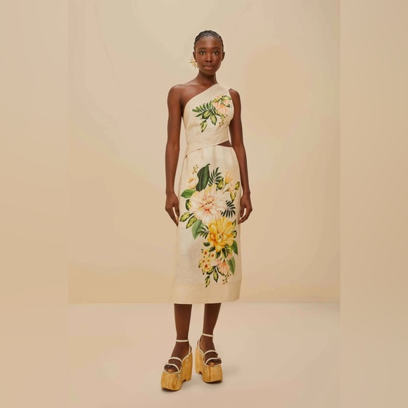 FARM Rio Dresses & Skirts - FARM RIO Garden Cascade Sand Midi Dress